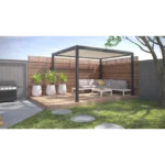Pergola bioclimatique autoportante Prima, aluminium gris anthracite 12m²