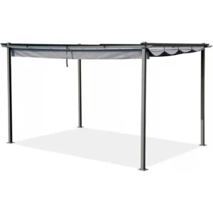 Pergola en métal avec toit rétractable - 3 x 4 m - Gris anthracite