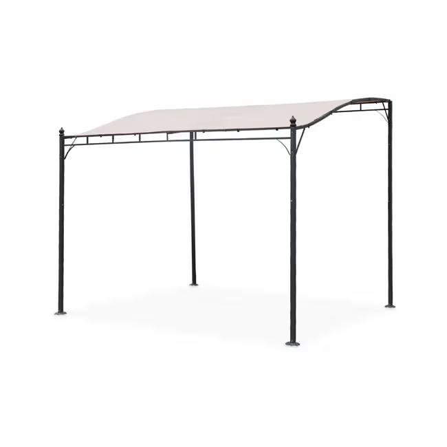 Pergola adossée 3x2.5m - Brestum - Toile beige - Pergola murale BRESTUM 3X2,5M