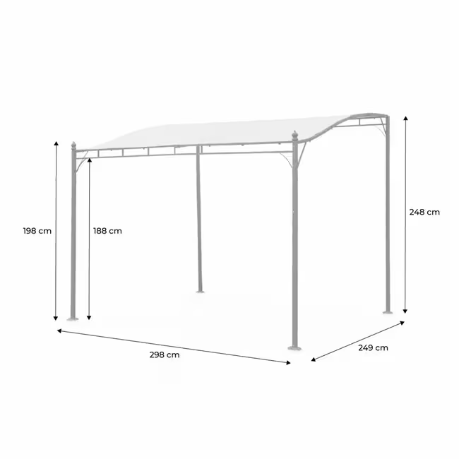 Pergola adossée 3x2.5m - Brestum - Toile beige - Pergola murale BRESTUM 3X2,5M – Image 2