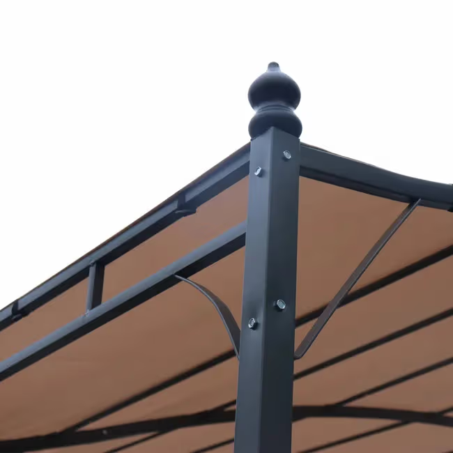 Pergola adossée 3x2.5m - Brestum - Toile beige - Pergola murale BRESTUM 3X2,5M – Image 4