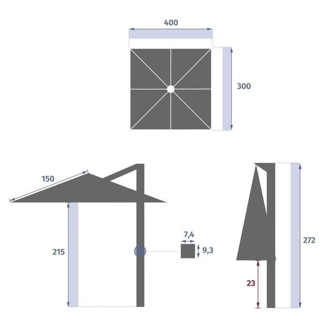 Parasol déporté rectangulaire inclinable MELHIA Lin / Argile 4 x 3 m - Aluminium traité époxy, Acier, Oléfine – Image 10