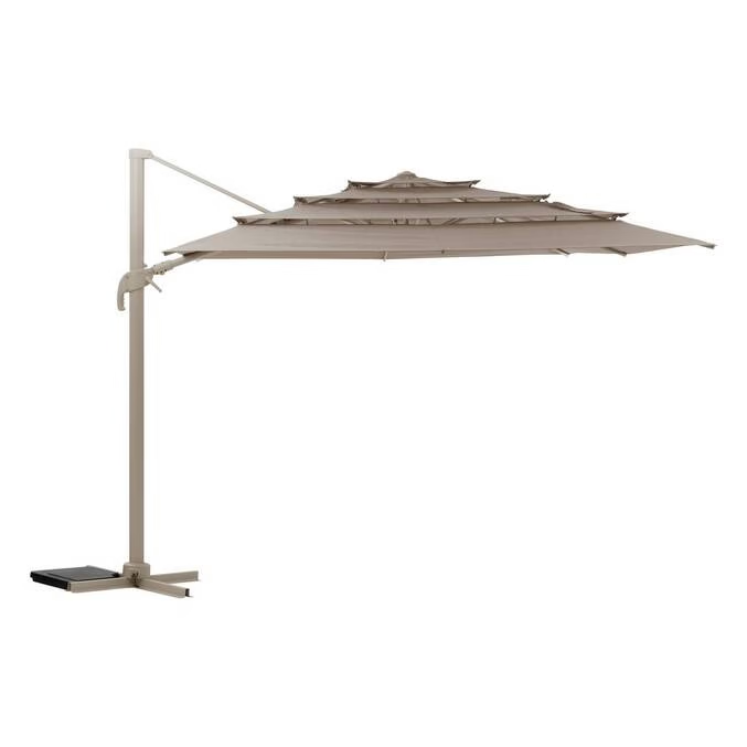 Parasol déporté rectangulaire inclinable MELHIA Lin 4 x 3 m - Aluminium traité époxy, Acier, Oléfine – Image 2