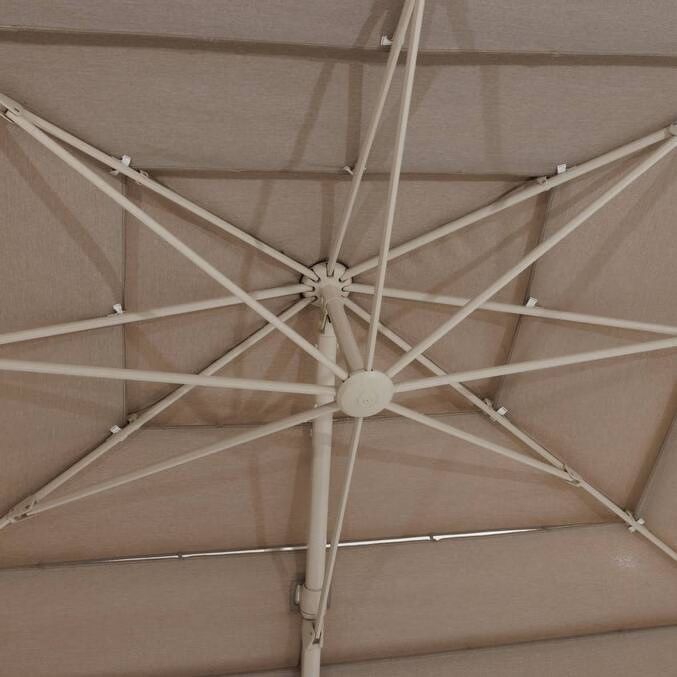 Parasol déporté rectangulaire inclinable MELHIA Lin 4 x 3 m - Aluminium traité époxy, Acier, Oléfine – Image 3