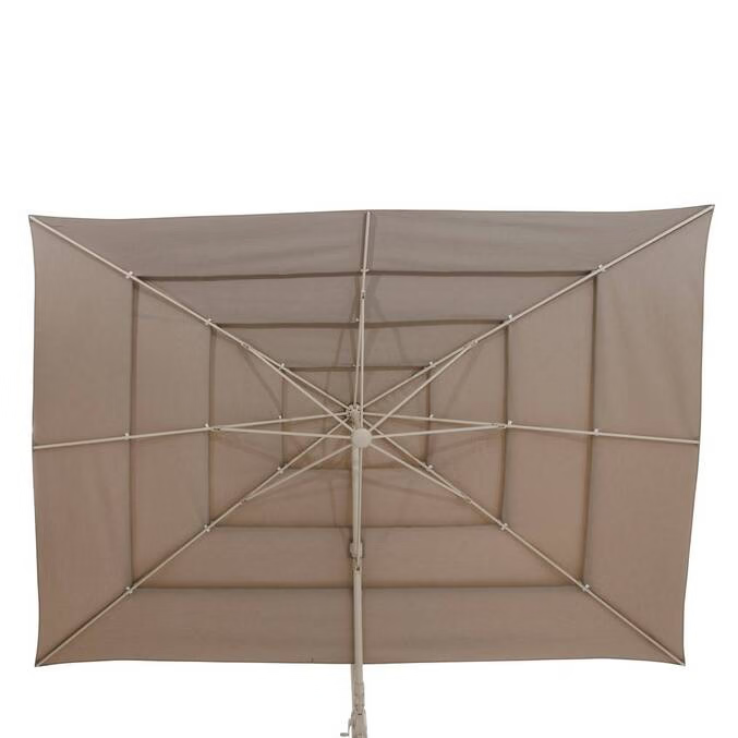 Parasol déporté rectangulaire inclinable MELHIA Lin 4 x 3 m - Aluminium traité époxy, Acier, Oléfine – Image 4