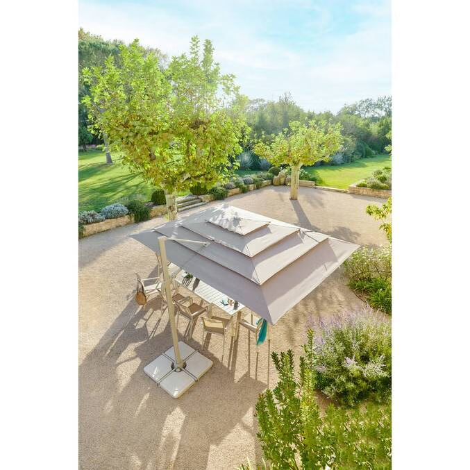 Parasol déporté rectangulaire inclinable MELHIA Lin 4 x 3 m - Aluminium traité époxy, Acier, Oléfine – Image 10