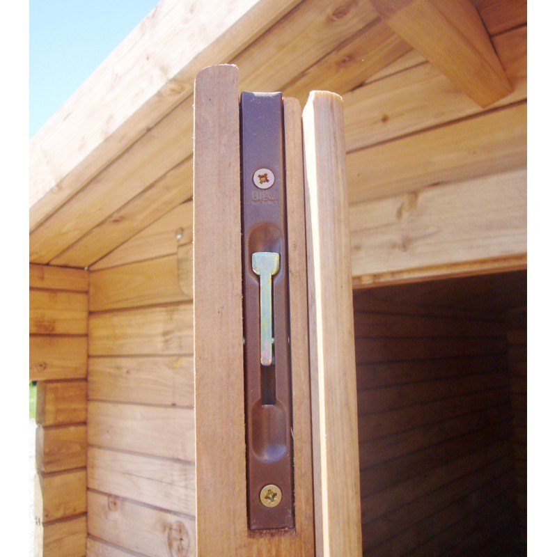 Abri en bois massif 19,8m² PLUS 28mm traité teinté marron Gardy Shelter – Image 13